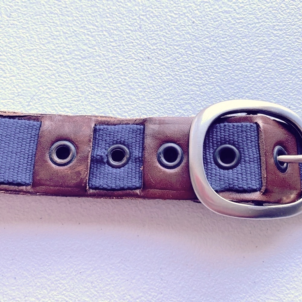 Stefano Corsini Blue Webbing Brown Leather Belt 34